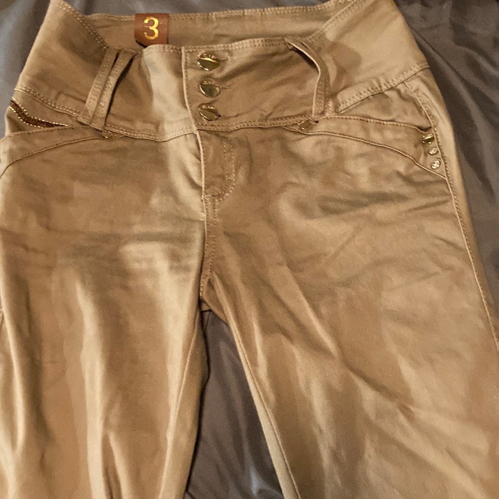 Cute tan pants with gems skinny